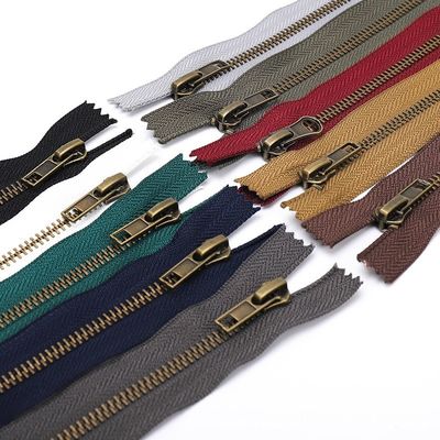# 5 Metalen rits met dicht einde, mieren messing kleur voor kleding