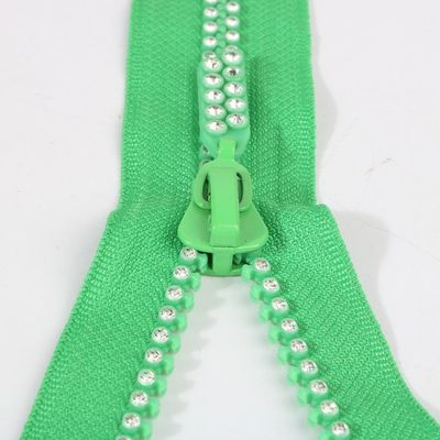 Groene dubbele rij # 3 # 5 # 8 # 10 Diamanten rits Tanden lopen soepel