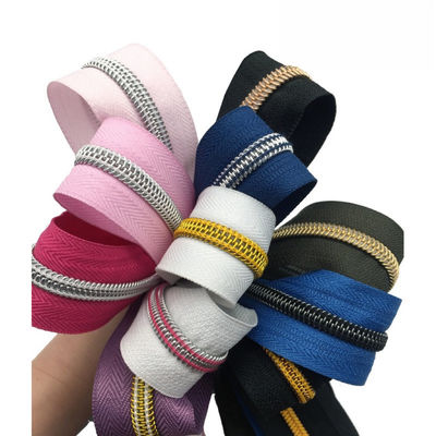 5# Nylon Zipper Goud Kleurrijke Elektroplatering Tanden Goud En Zilver Uien Zipper Nylon zippers te koop