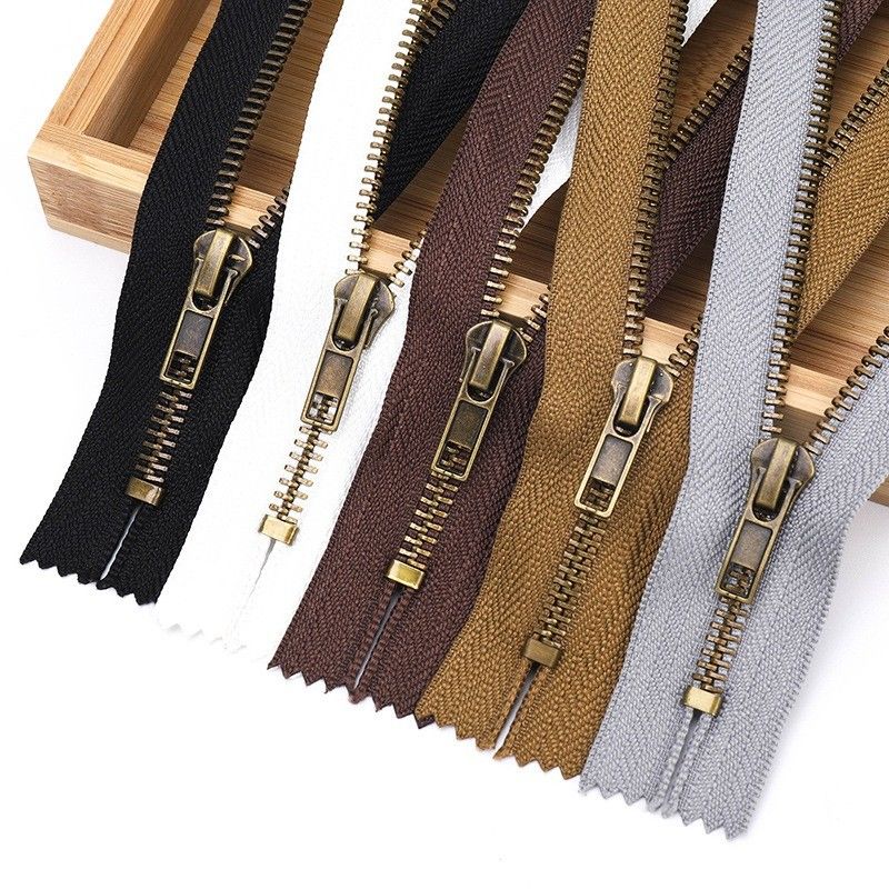 # 5 Metalen rits met dicht einde, mieren messing kleur voor kleding