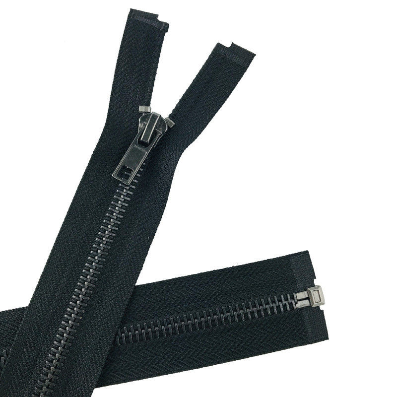 Groothandel 5# Open End Multi-Color Custom Color Metal Zip Gun Zwarte Tanden Goud Metal Jacket Zipper